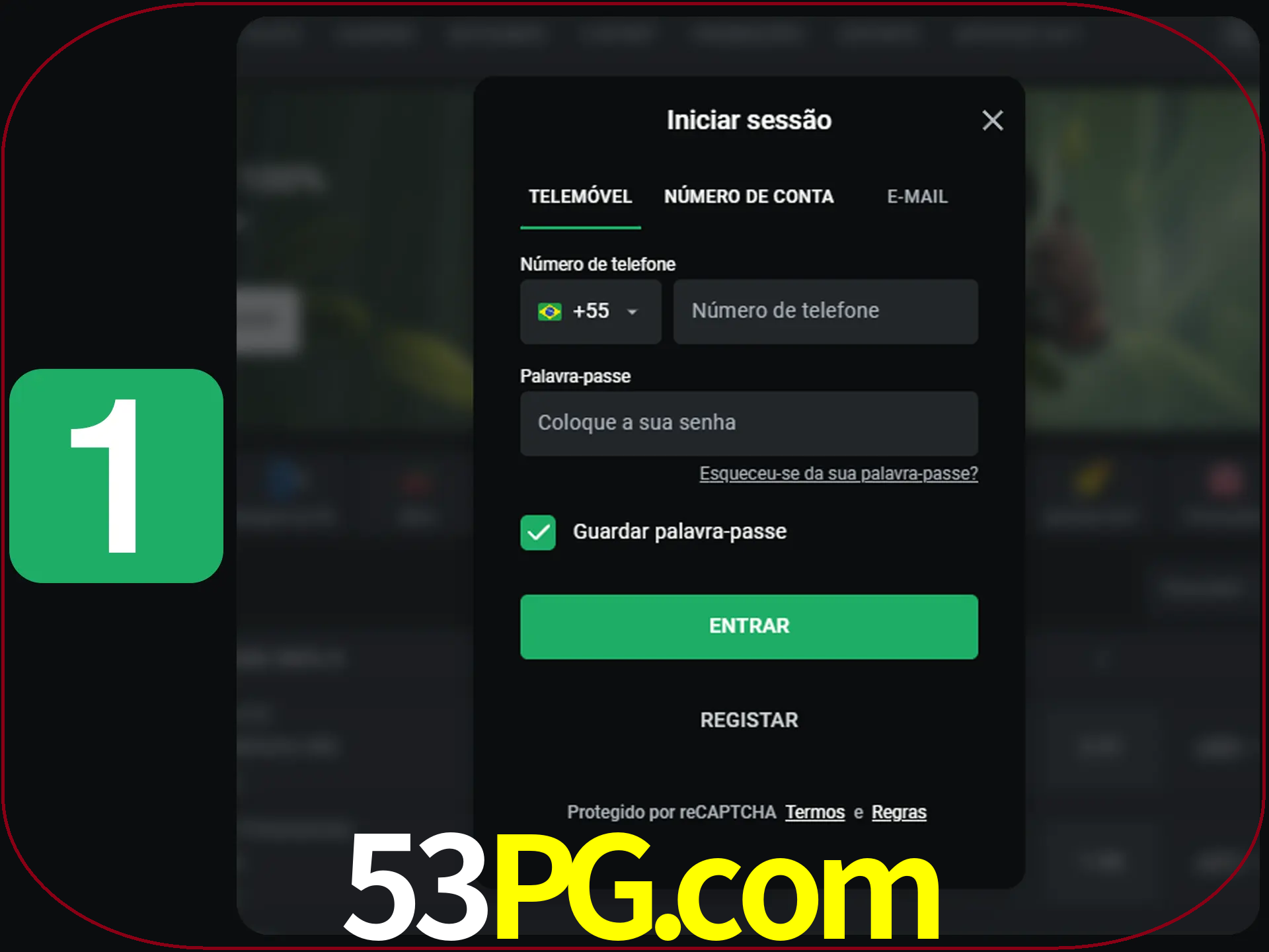 Clique no botão Entrar.